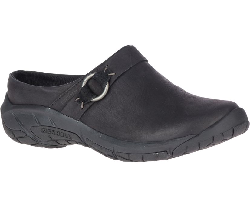 Buty Merrell Encore Slide 4 Leather Wide Width - Slip Ons Damskie Merrell - Czarne [UTAWP-4859]